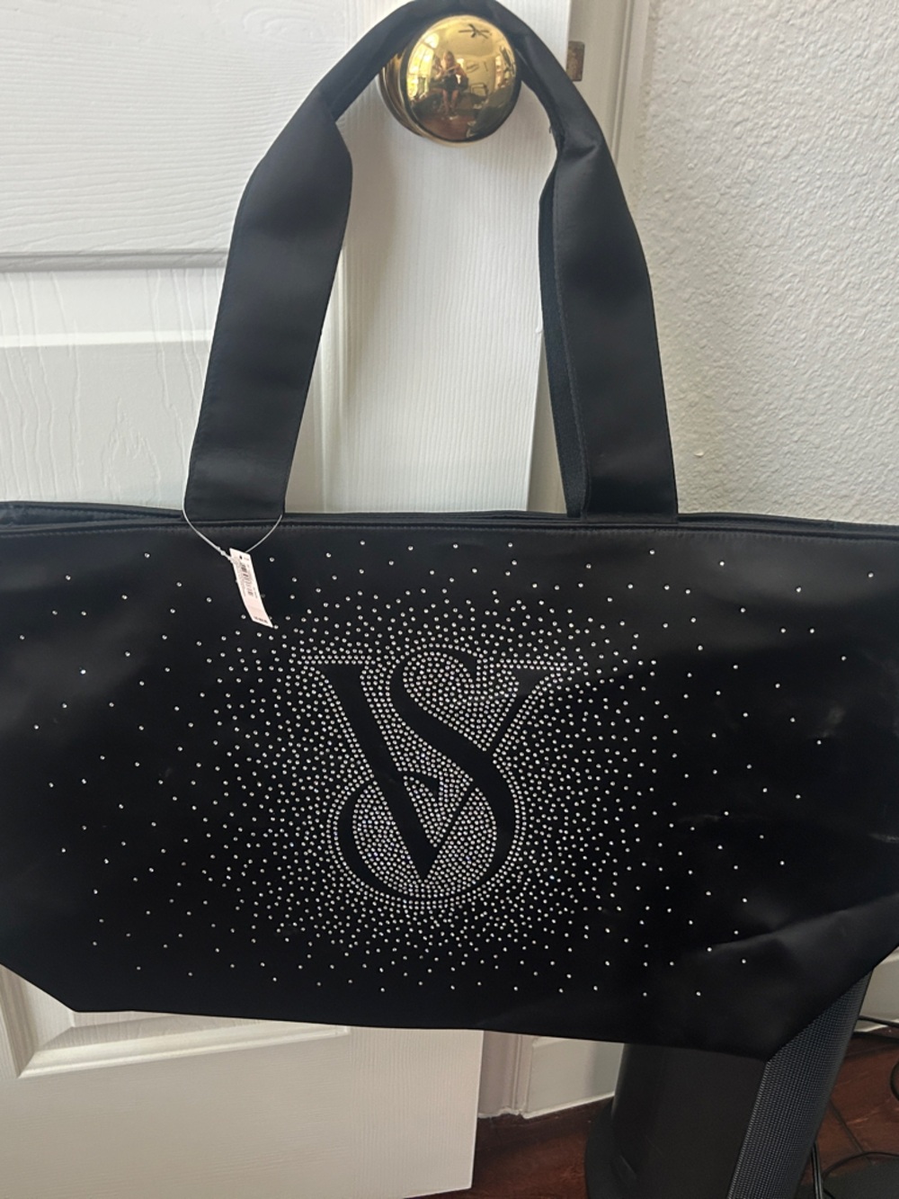 Victoria's Secret Black Tote with Crystal Logo